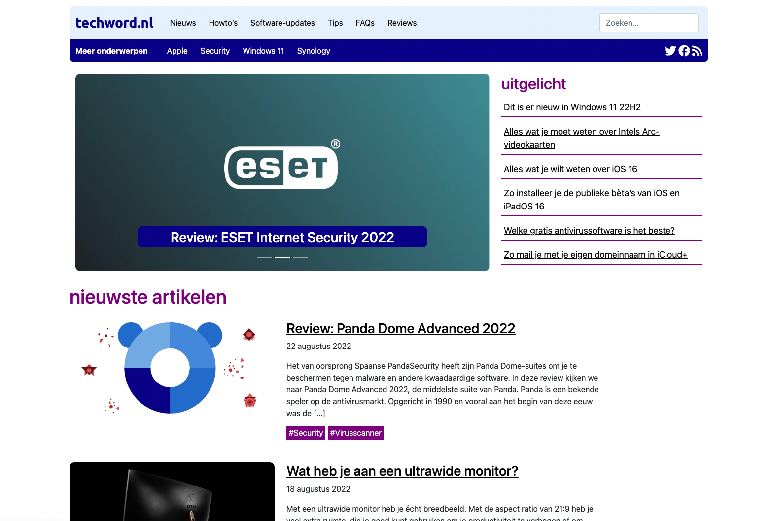 Screenshot van techword.nl